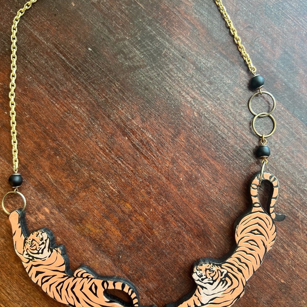 Rosita Bonita Statement Necklace Double Tiger Boho Artisan Folk Art Necklace - Picture 2 of 6